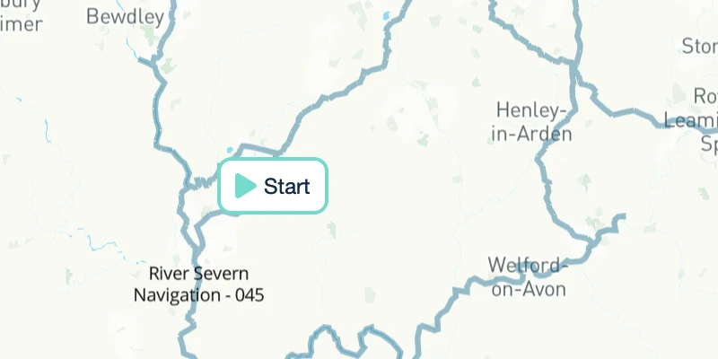 Map of routes from Tardebigge, Bromsgrove, Worcestershire