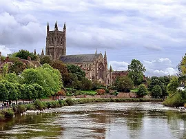 A view of Worcester Cathedral as seen from the River Severn