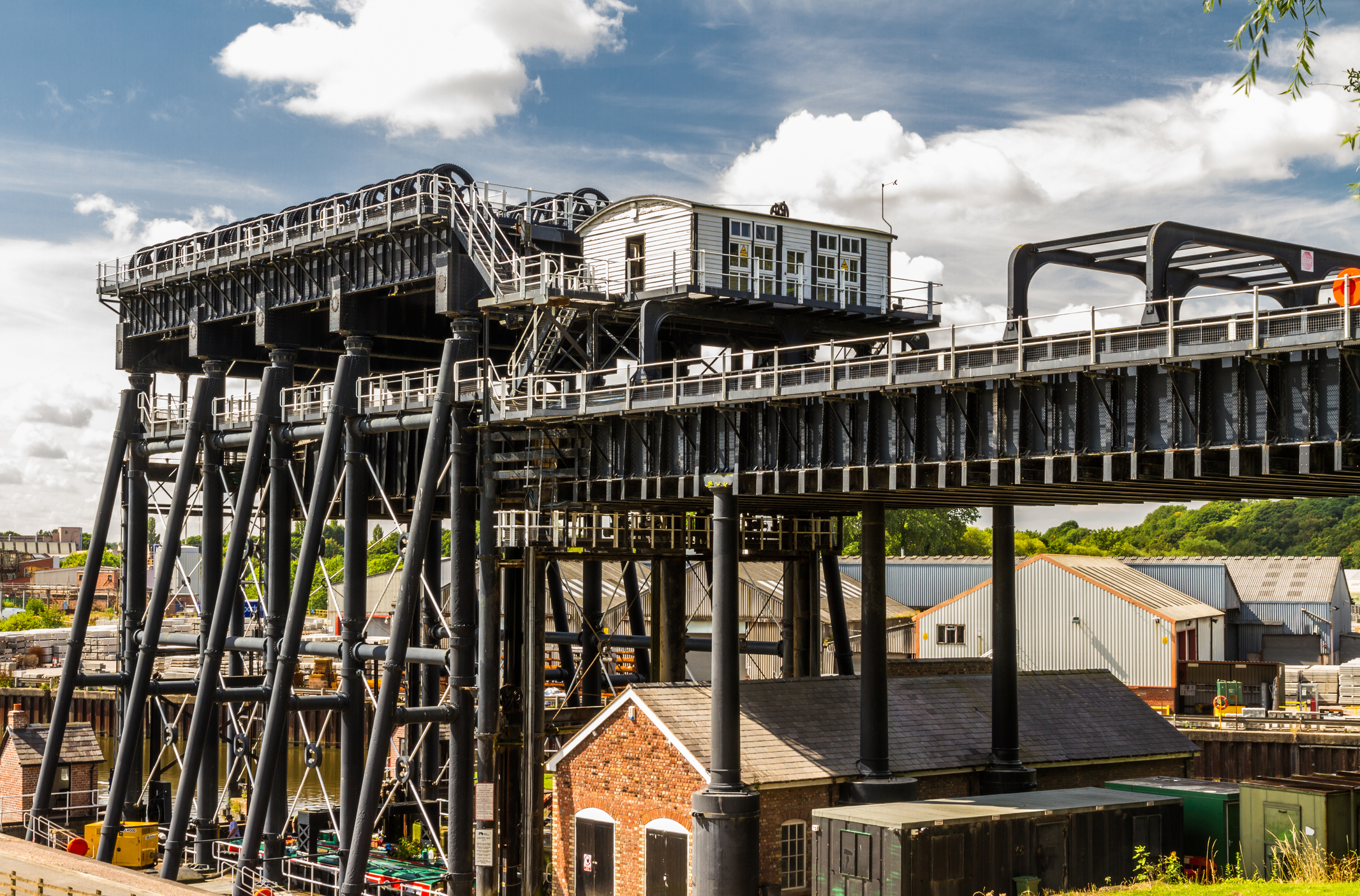 Full view of the Anderton Boat Lift from the Trent & Mersey side