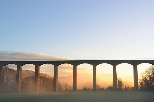 A view of Pontcysyllte Aqueduct which takes the Llangollen Canal over the Dee Valley