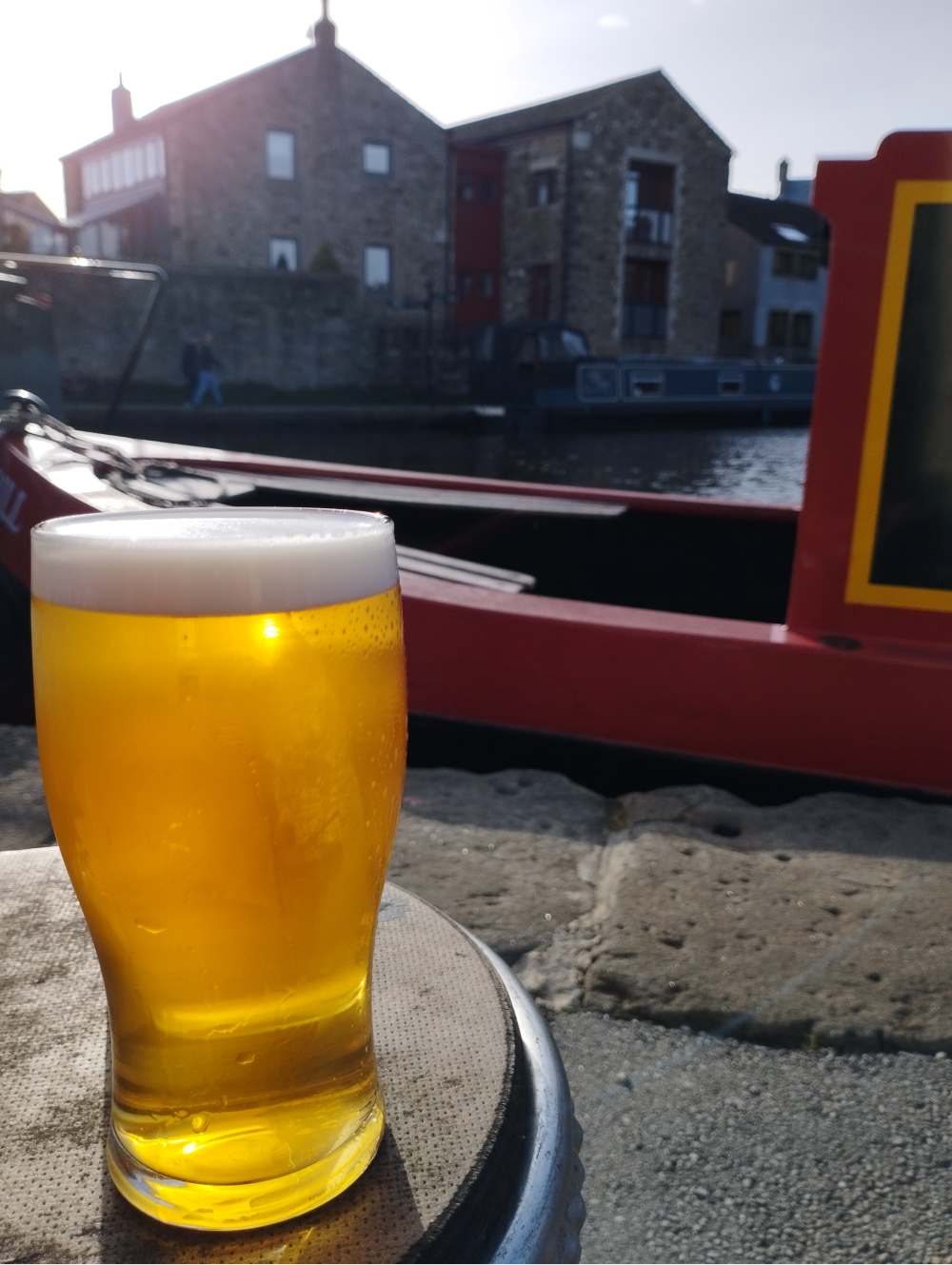 Pint of tiller pin at the boathouse in skipton