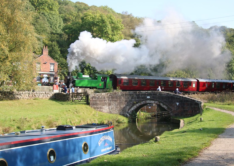 Train passes over caldon canal