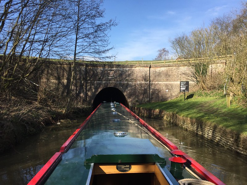 Boat entering Crick Tunnel