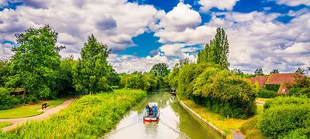 Holiday Narrowboat on a boating holiday on the Grand Union Canal near Milton Keynes